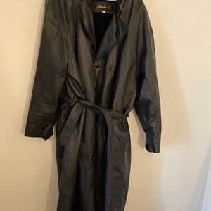 Ben-Z black leather trench coat men's 3XL
